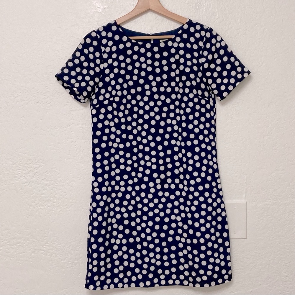 J Crew Navy‎ Blue White Polka Dot T-Shirt Dress, Size 0